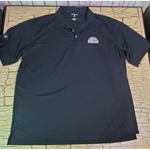 Vintage Antigua Colorado Rockies Baseball Black Polyester Polo Shirt Mens XL MLB